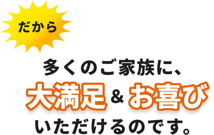 だから　多くのご家族に、大満足＆お喜びいただけるのです。